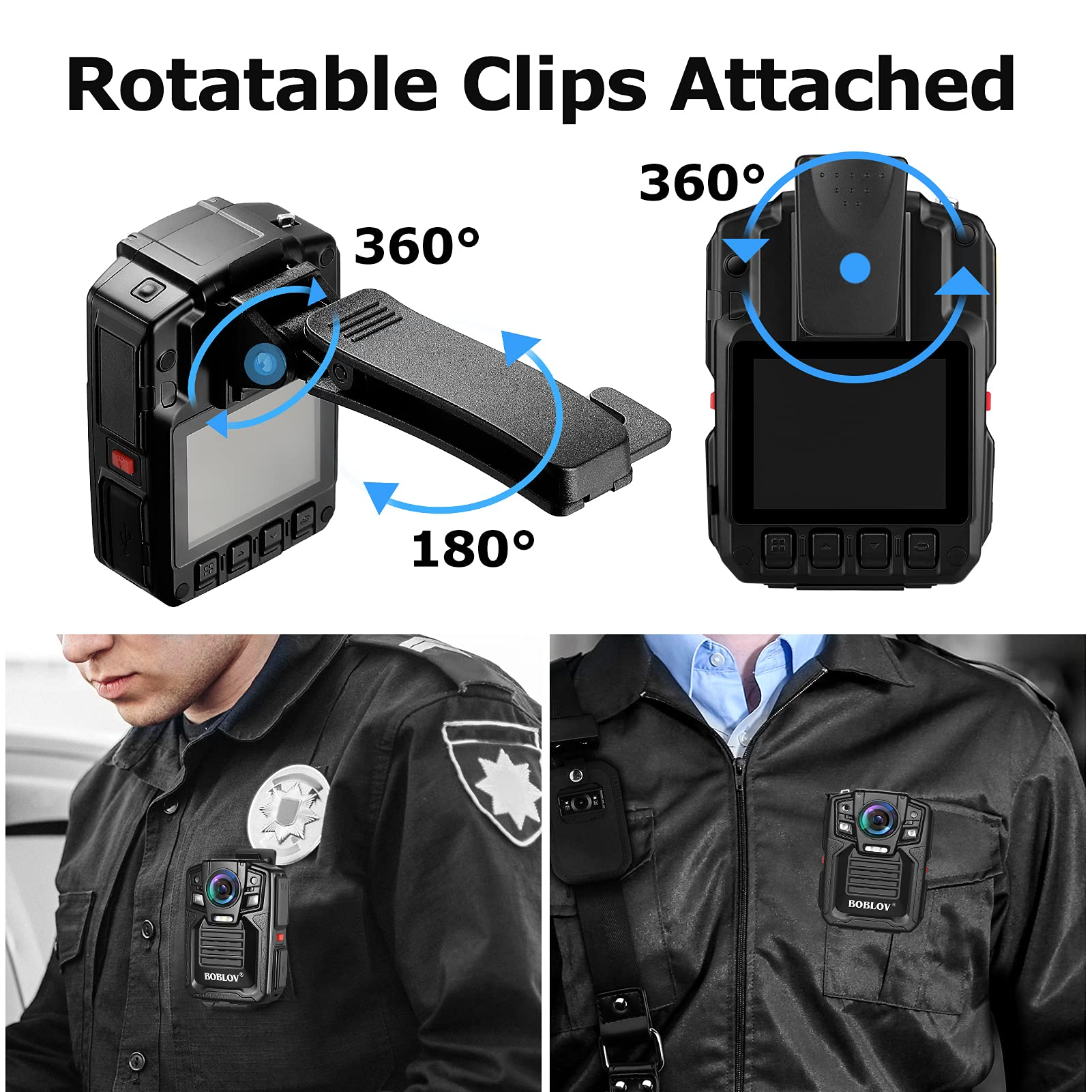 BOBLOV HD66/D7 body worn camera IP67 waterproof 1296P high-definition wearable camera5